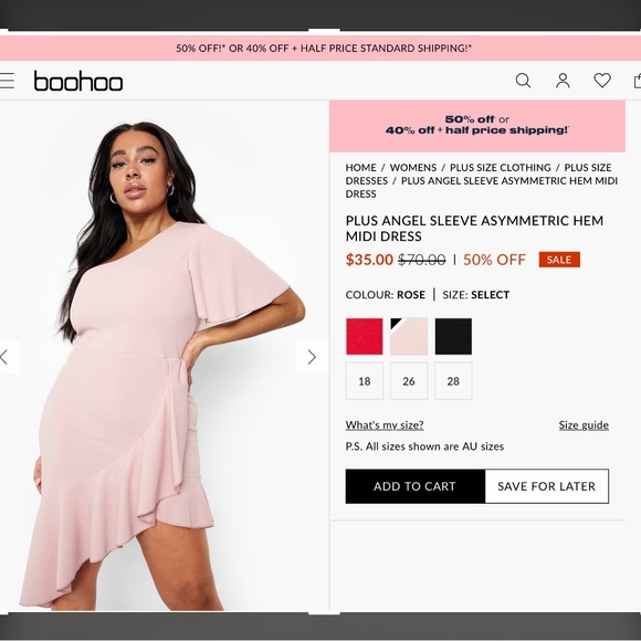 Boohoo Plus Angel Asymmetric Dress Size AU 16 $18 💗 - Picture 2 of 9